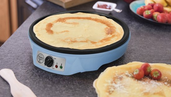 Bestron Pannenkoekenmaker - ASW602B - 1000W - Crêpemaker - 30cm - Blauw - Incl houten stapel en verdeler - 5 jaar garantie — afbeelding 4