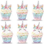 DW4Trading Unicorn Rainbow Cupcake Wikkels - 12 stuks - 8,5x5,5 cm