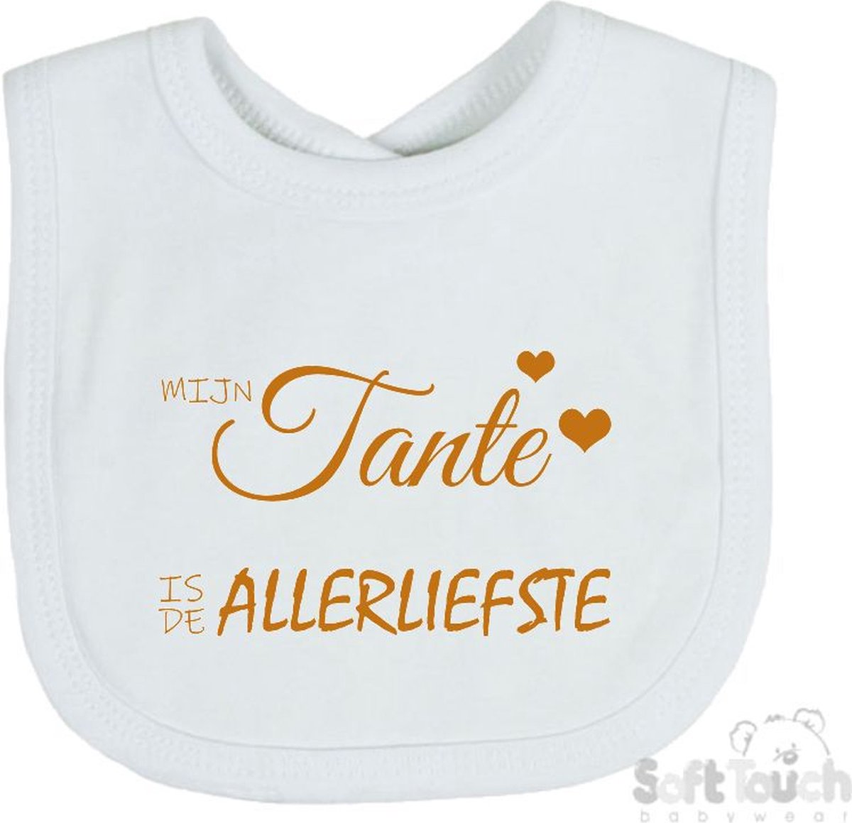 Goedkoopste Soft Touch Slabber Slabbetje Slab Mijn tante is de allerliefste Unisex Katoen Wit/tan Maat 33x22 Cm