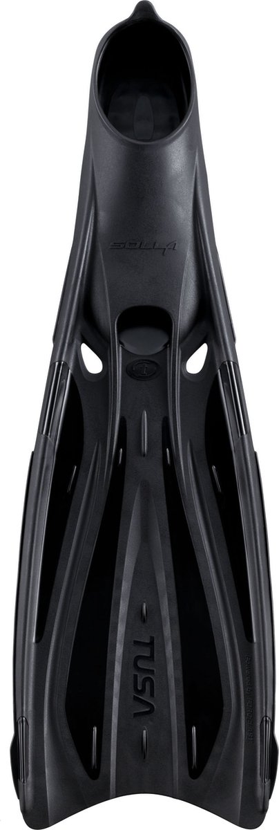 TUSA Solla - High-Performance full-foot duikvinnen met ForcElast-technologie en 20° angled blade design voor efficiënte voortstuwing - Zwart/Zwart - FF-23 - Maat L (44–45) - (27–27,5 cm)
