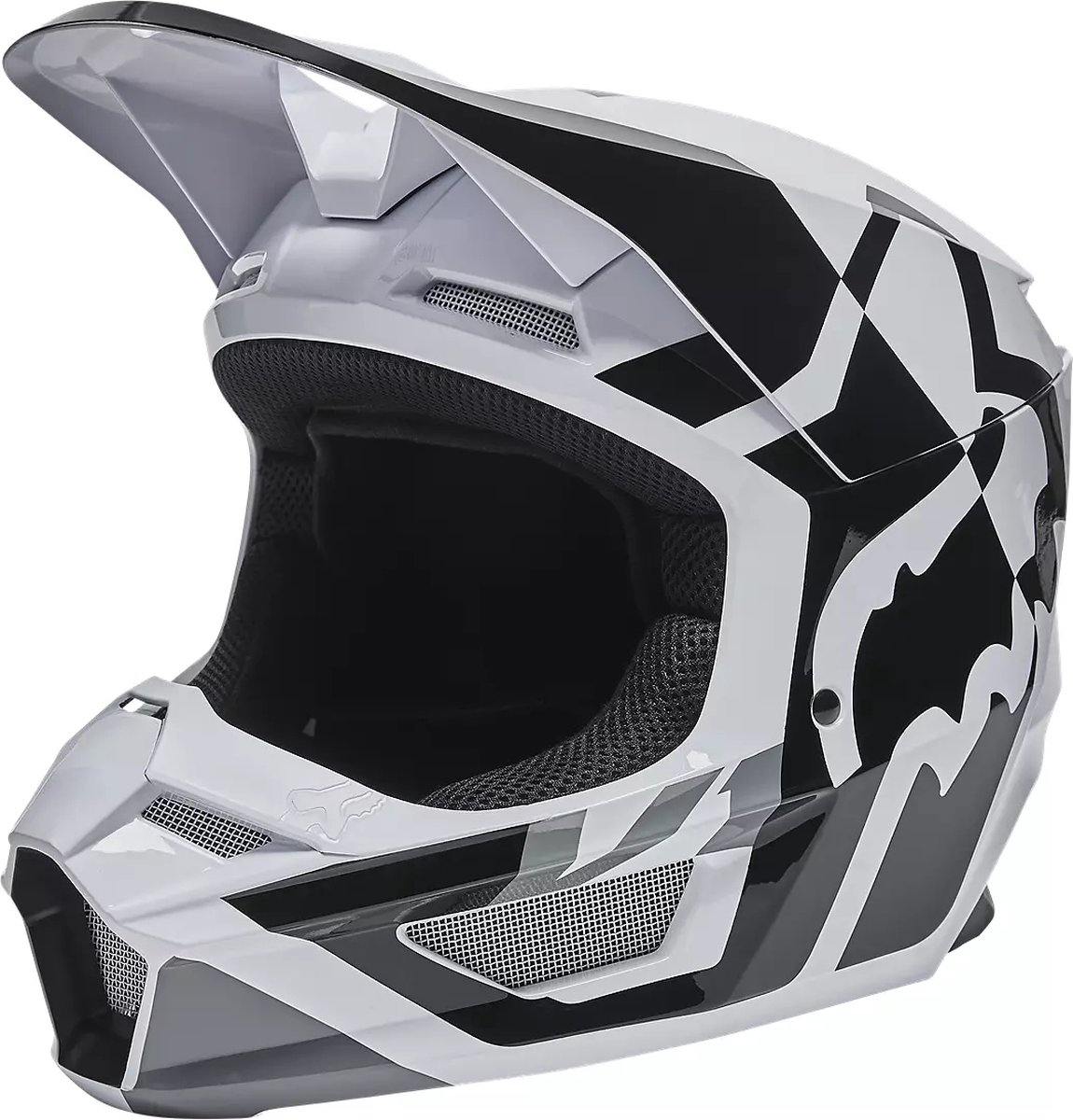 Fox Racing - V1 Lux - Crosshelm Scooter Motocross Helm - Zwart/Wit - Large (59-60cm)