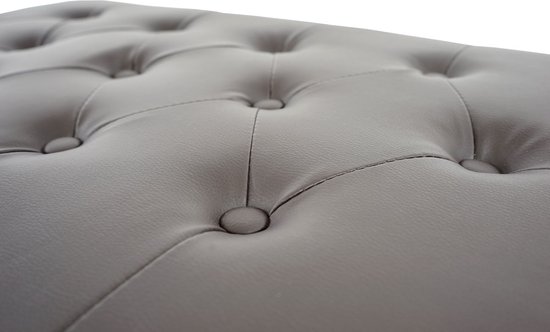 Cosmo Case Tabouret Ottoman de Luxe Chesterfield 41x75x46cm cuir artificiel - Pieds ronds - Marron