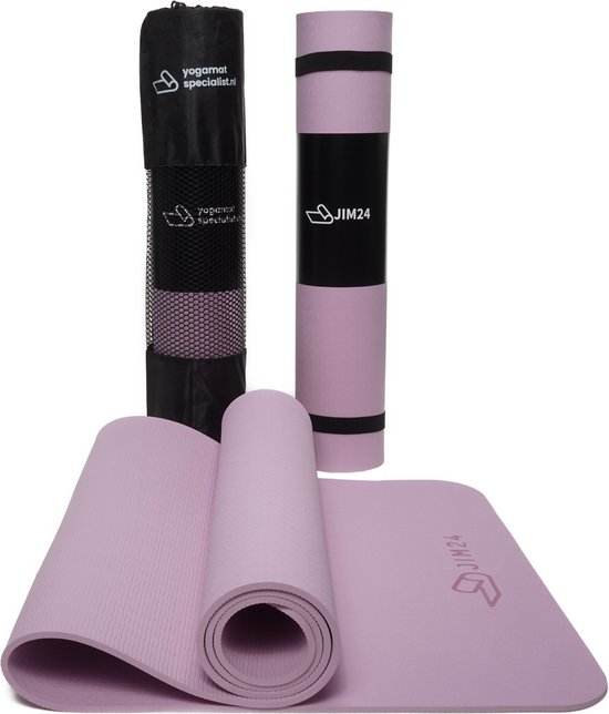 Jim24 Yoga Mat - Fitness Mat - Yoga Mat Anti Slip - Yoga Mat Extra Dik - Duurzaam TPE - Met Draagtas - Paars