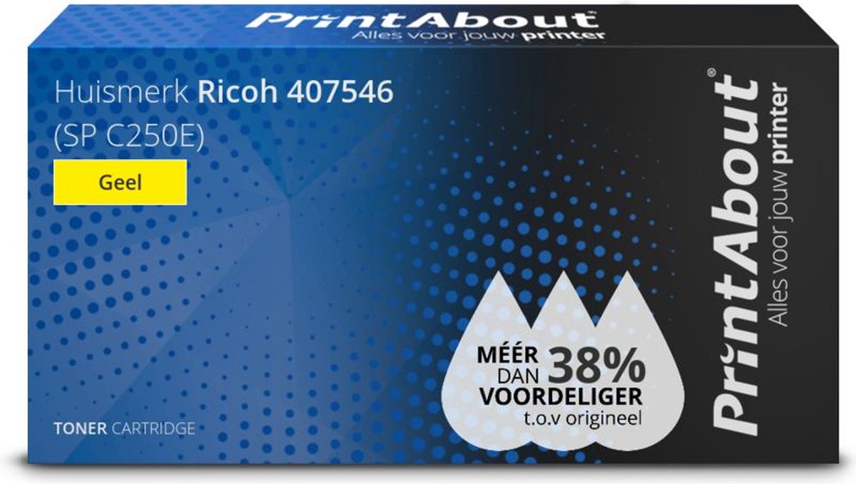 PrintAbout huismerk Toner 407546 (SP C250E) Geel Extra hoge capaciteit geschikt voor Ricoh