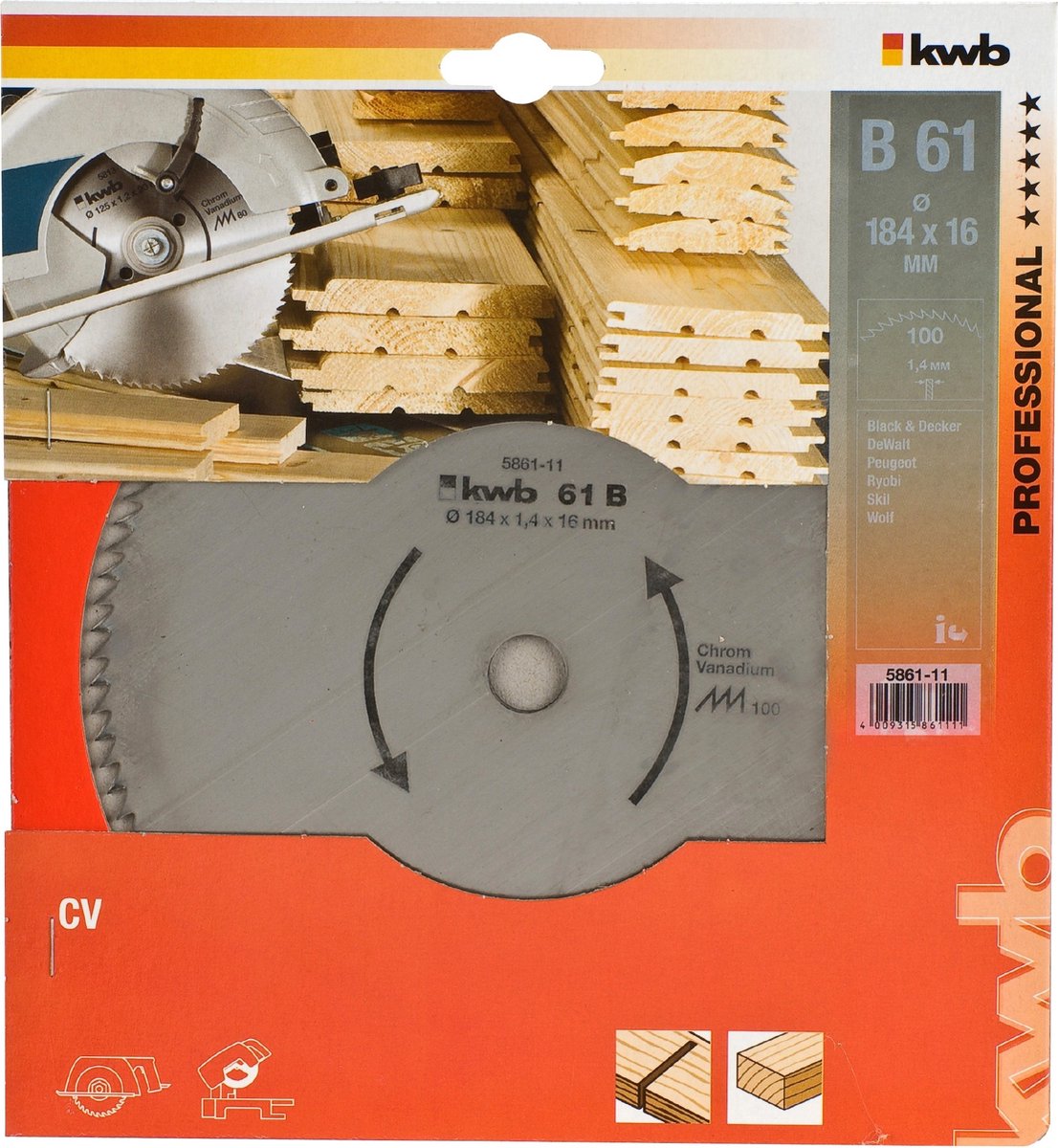 kwb - 586111 Cirkelzaagblad 184 x 16 mm - 1 stuk