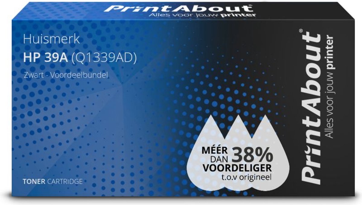 PrintAbout - Alternatief voor de HP Q1339A (nr 39A) / Zwart 2 Pack