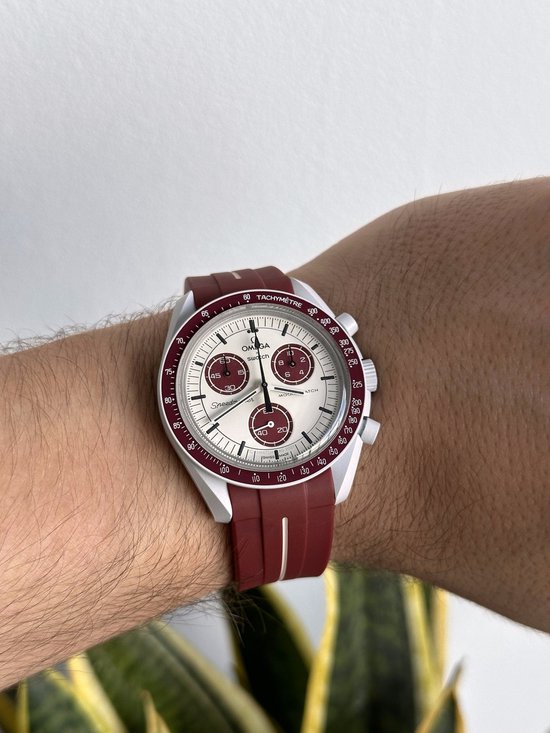 Bracelet de montre MoonSwatch - Accent White Rouge