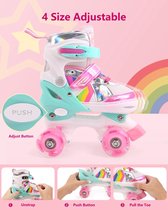 Rolschaatsen voor Kinderen, Verstelbare Quad Roller Skates met 8 PU Light Up Wielen, Knipperende Kinderskates voor Jongens en Meisjes, Instelbare Maat - Roze