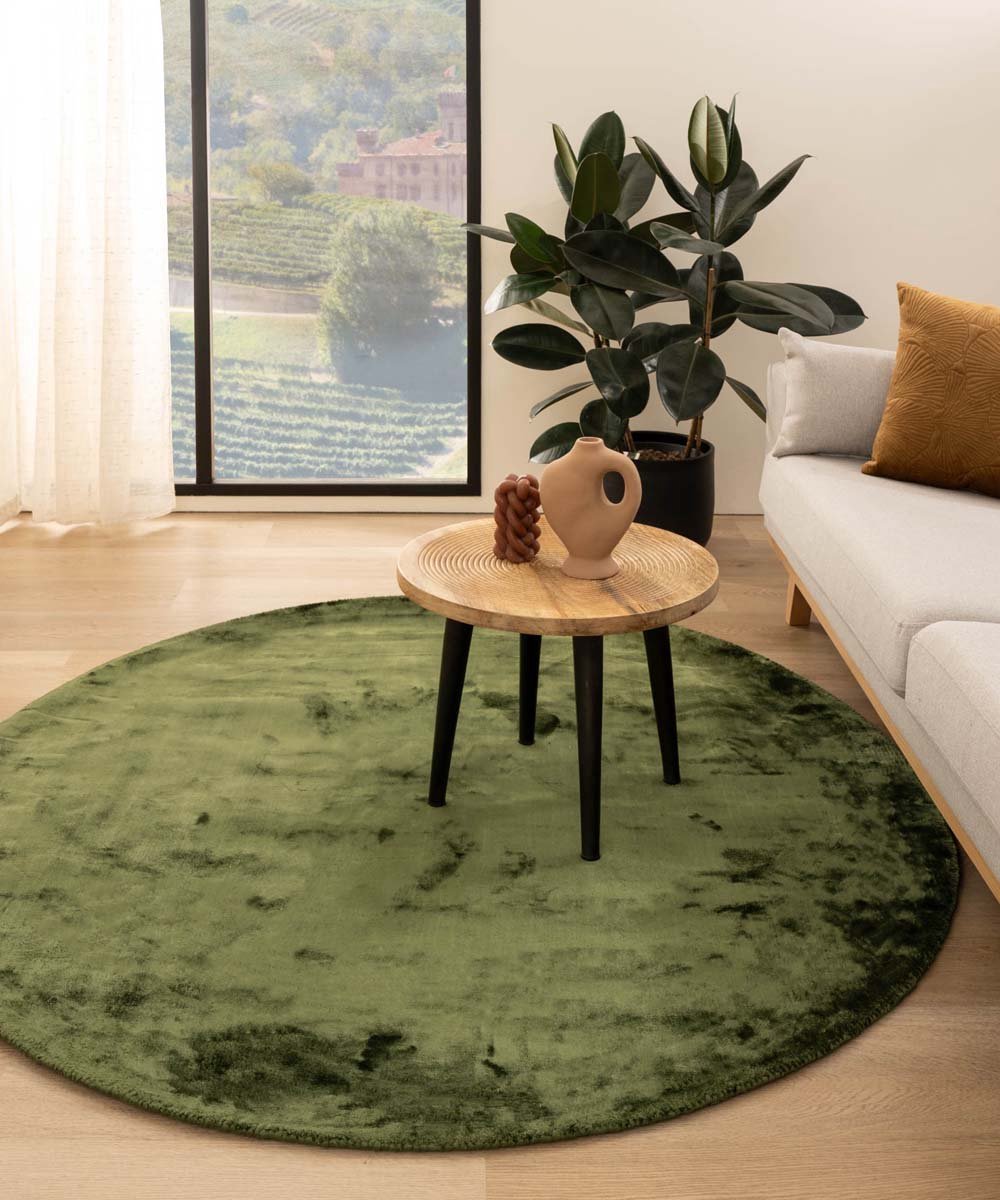 Viscose vloerkleed rond - Pearl groen 160