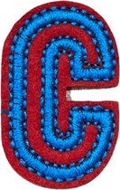 Alfabet Letter Strijk Embleem Patch Rood Blauw Letter C / 2 cm / 3.4 cm