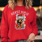 Foute kersttrui- Kerst kipje- Kerstoutfit- maat M- cadeau-kerst-feest- dames sweater rood.