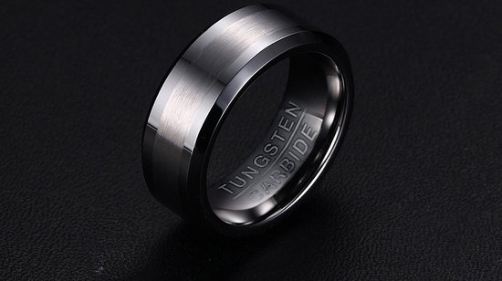 Wolfraam Ring Heren Zilver kleurig - Zeer Zwaar - Tungsten Carbide Ringen Heren Dames - Cadeau voor Man - Mannen Cadeautjes - TrendFox