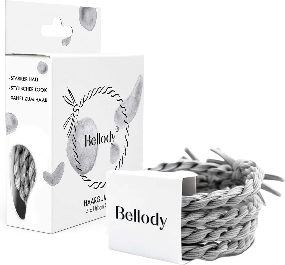 Bellody Original Hair Ties Urban Gray 4 Uds