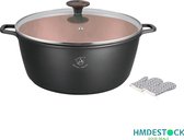 Royal Swiss - Marble soep/braadpan - Met glazen afdekplaat zwart- voor inductie -Ø24 CM - 4 L