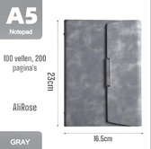 AliRose - A5 Notepad - 200 Pagina's - Zakelijk - Studie - Imitatie Leer - Pasjes Houder