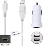 2.1A Auto oplader + 2,0m Micro USB kabel. Autolader adapter geschikt voor o.a. Samsung telefoon Galaxy Note GT-N7000, Note 3, Note 3 Neo, Note 4, Note 5, Note Edge, A6 (niet voor A6s), A6+, Trend, Wave