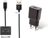 Chargeur 2A + câble Micro USB 2,0 m. Adaptateur chargeur et câble de charge adaptés pour Samsung Galaxy Note GT-N7000, Note 3, Note 3 Neo, Note 4, Note 5, Note Edge, A6 (pas pour A6s), A6+, Trend, Wave