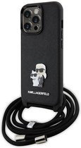 Bescherming Karl Lagerfeld KLHCP13LSAKCPSK iPhone 13 Pro hardcase black Crossbody Saffiano Metal Pin Karl & Choupette