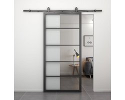Stalen schuifdeur - Loft - 5 vaks helder glas - 215 x 100 cm