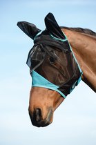 Weatherbeeta - Vliegenmasker - Fijnmazig - Met Oren - Zwart/Turquoise - Maat Pony