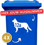 Border collie - Container sticker - klikostickers - kliko sticker voordeelset - 4 stuks - container sticker huisnummer - wit - vuilnisbak stickers - container sticker hond - cadeau -12345678910 - geschenk