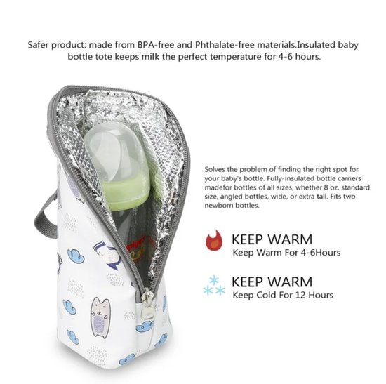 Melkfles Warmhouder - Melkfles Tas - Babyfles - Thermotas –Moedermelk - Isolatietas - wit van Merkloos — afbeelding 2