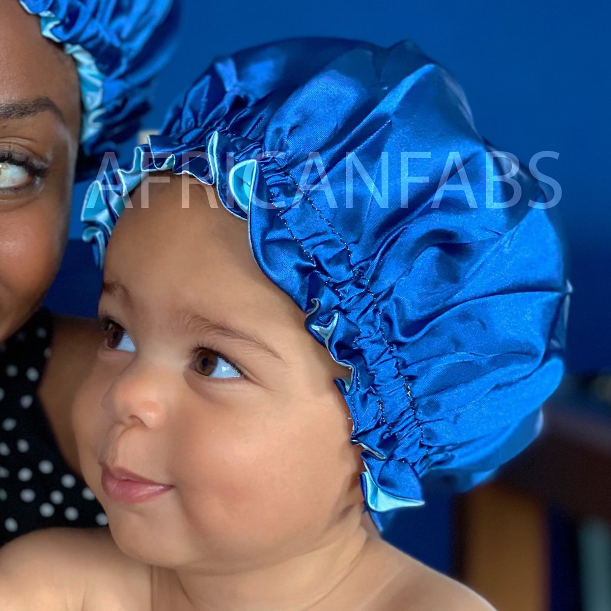 Blauwe Satijnen Slaapmuts voor Kinderen van 3-7 jaar AfricanFabs® / Kinder Hair Bonnet / Haar bonnet van Satijn / Satin bonnet