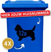 Klikostickers - Container sticker - kliko sticker voordeelset - 4 stuks - Norwich terrier - container sticker huisnummer - Zwart - vuilnisbak stickers - container sticker hond - 12345678910