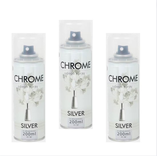 Chroom spuitverf zilver | spuitverf - 3 x 200 ml