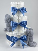 Chouette-Chouette | Luiertaart Jongen | Kraamcadeau | Geboorte Jongen | Babyshower | Beren Grijs - diep Blauw