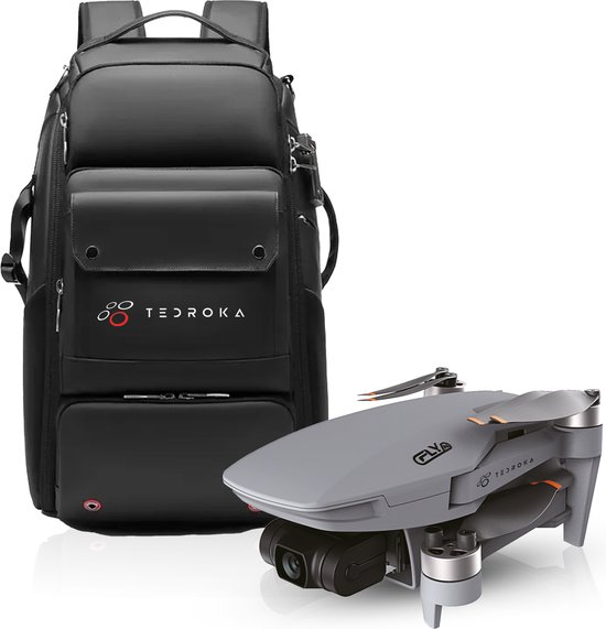 Tedroka C-Fly Drone met GPS 4K-camera - vliegtijd 52 minuten - 4K UHD-video - inclusief 2 batterijen, Tedroka® cameratas, draagbare tas & SD kaart