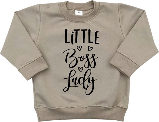 Sweater Little Boss Lady - Zand & Zwart - Little Adventure - Maat 56
