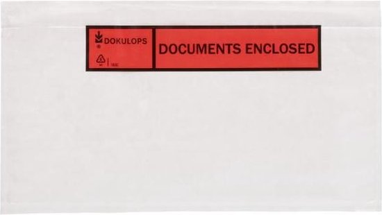 x Paklijst envelop Documents Enclosed 225 x 120 mm - - Enveloppendoos