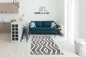 eCarpet Capri Collection 100% gerecycled katoen duurzame rug livingroom keuken hal cosy scandi handgemaakte ZWARTE DRIEHOEKEN 9007-80 cm x 150 cm
