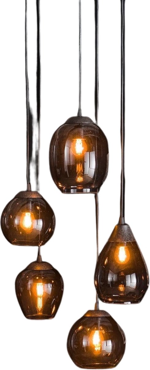 Fraaai - Elouise Hanglamp 5l Getrapt Mix Chrome Glas