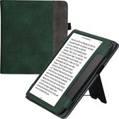 kwmobile flip cover voor e-reader - geschikt voor Tolino Epos 3 - Van imitatieleer en -suède - In donkergroen / donkergrijs