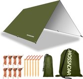 Bâche 3 x 3 imperméable avec œillets PU 3000 mm, UV 50+, bâche de camping ultralégère pour hamac, bâche de tente multifonctionnelle pour camping en Plein air