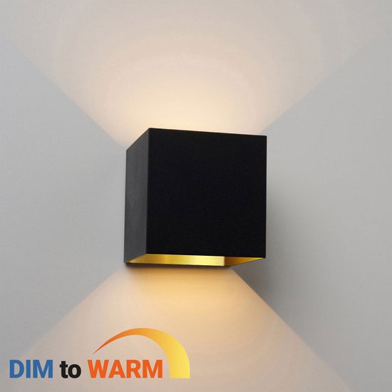 Ledmatters - Wandlamp Zwart - Up & Down - Dimbaar - 6 watt - 540 Lumen - 1800-3000 Kelvin - Dim to Warm - IP65 Buitenverlichting