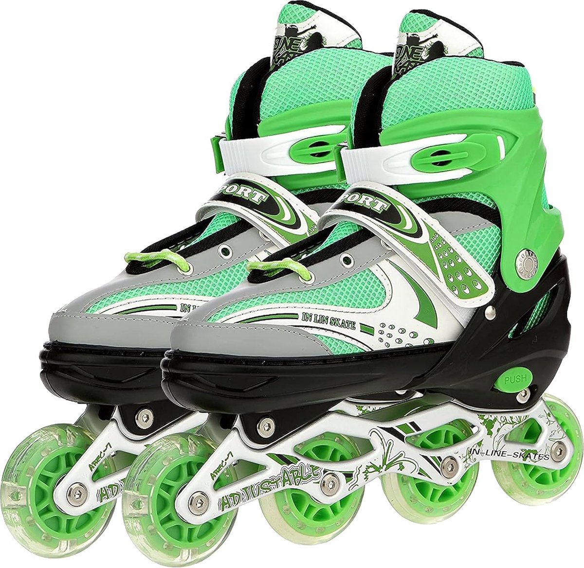 VEERA V733 Verstelbare Inline Skates 39–43 EU – Aluminium Chassis – 70mm PVC Wielen met LED Voorwiel – Comfortabele & Duurzame Skeelers voor Kinderen Tieners & Volwassenen 12+ – Indoor & Outdoor Grenate