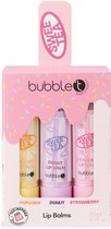 Bubble T | Coffret baume à lèvres Sweetea | Cadeaux de Noël | Saveur pop-corn, beignet et fraise | Coffret baume à lèvres 3 x 4,5 g