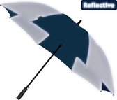 Falcone - Reflecterende Windproof Paraplu - Automaat - 120 cm - Marine Blauw/Zilver