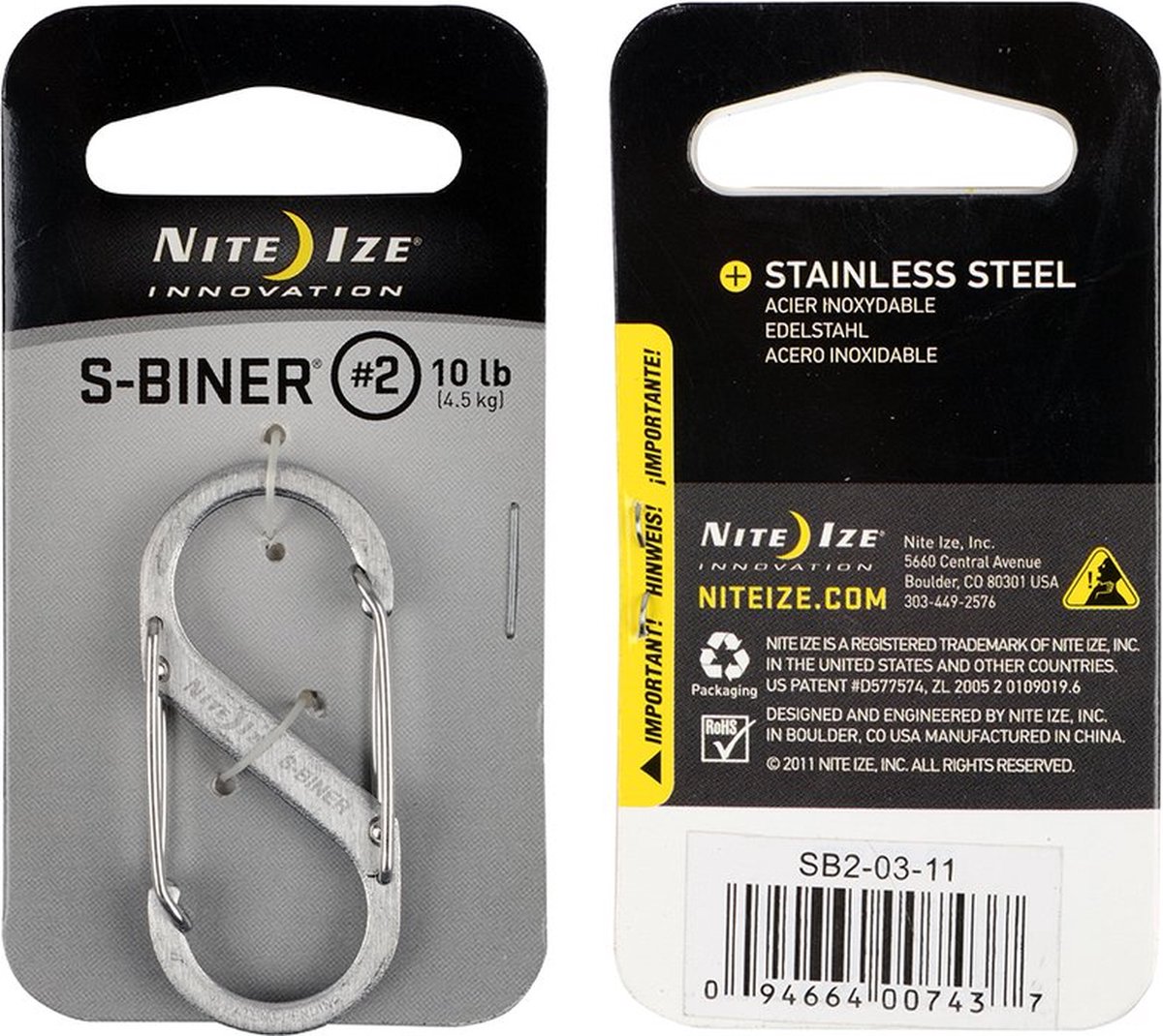 NITE Ize NI-SB2-03-11 Karabijn S-Biner Gr. 2 50 mm x 22 mm 1 stuk(s)