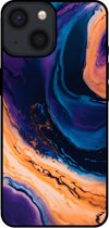 Smartphonica Telefoonhoesje voor iPhone 13 Mini marmer look - backcover marmer hoesje - Blauw / TPU / Back Cover geschikt voor Apple iPhone 13 Mini