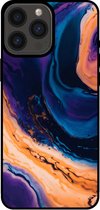Smartphonica Telefoonhoesje voor iPhone 13 Pro Max marmer look - backcover marmer hoesje - Blauw / TPU / Back Cover geschikt voor Apple iPhone 13 Pro Max