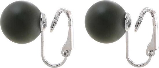 Boucle d'oreille Behave Clip perle vert foncé mat