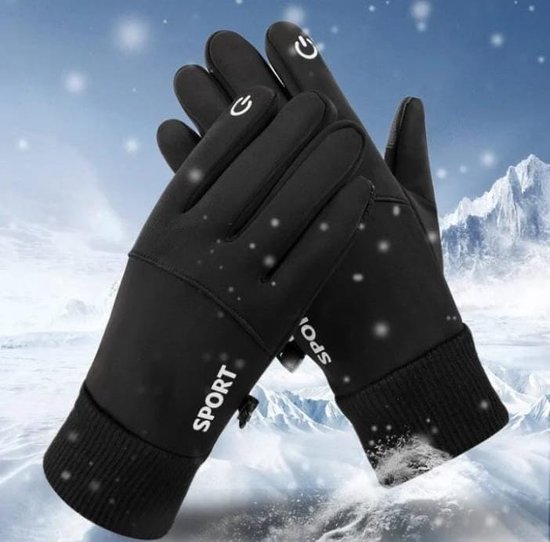 Fleece handschoenen Zwart Maat L - Waterdichte Touchscreen handschoenen - Winter 2023 - Scooter / Fiets / Wandelen - Heren en Dames - Sport - Touchscreen - Maat L - - Sinterklaas - Kerst