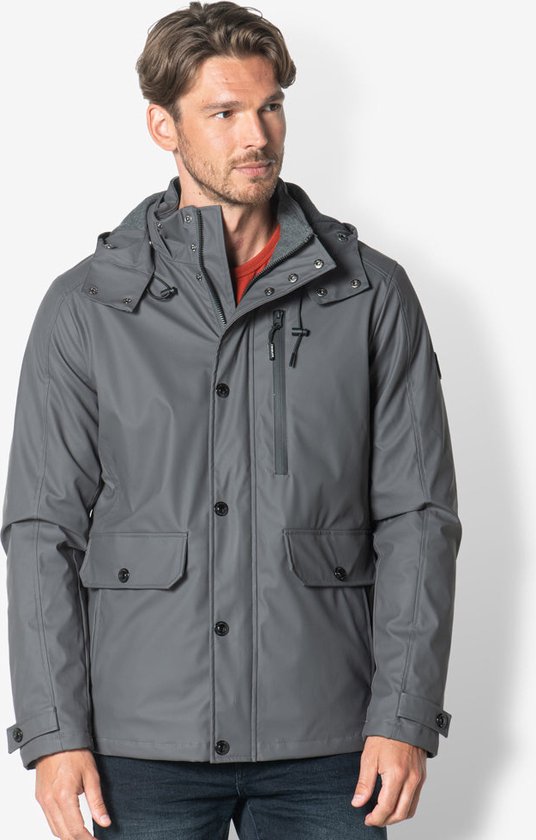 Twinlife Manteau imperméable à capuche pour homme - Vestes - Regular Fit - Automne/Hiver - Gris foncé - 4XL