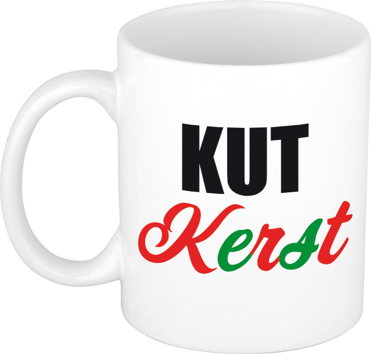 Bellatio Decorations Koffiemok - Kutkerst - 300 ml - keramiek - kerstcadeau - kerstmis