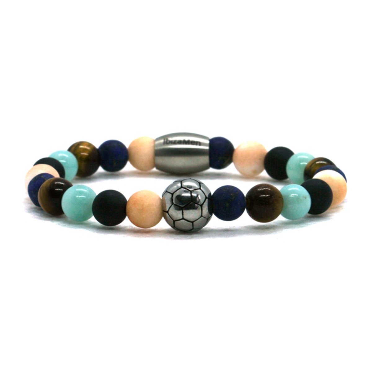 IbizaMen Kids - Jongens - armband - voetbal - RVS - kleur - 6mm - 14cm
