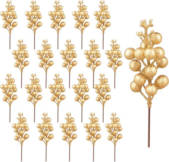 100 stuks rode kerstbessen, takken, hulst, kunstmatige hulst, decoratie